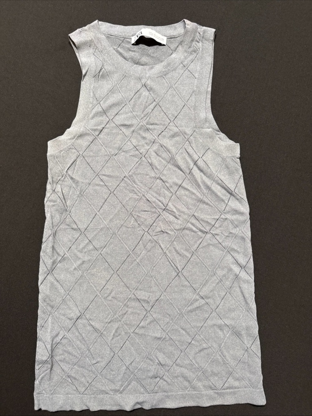 Zara Light Gray Quilted Knit Sleeveless Tank Dress